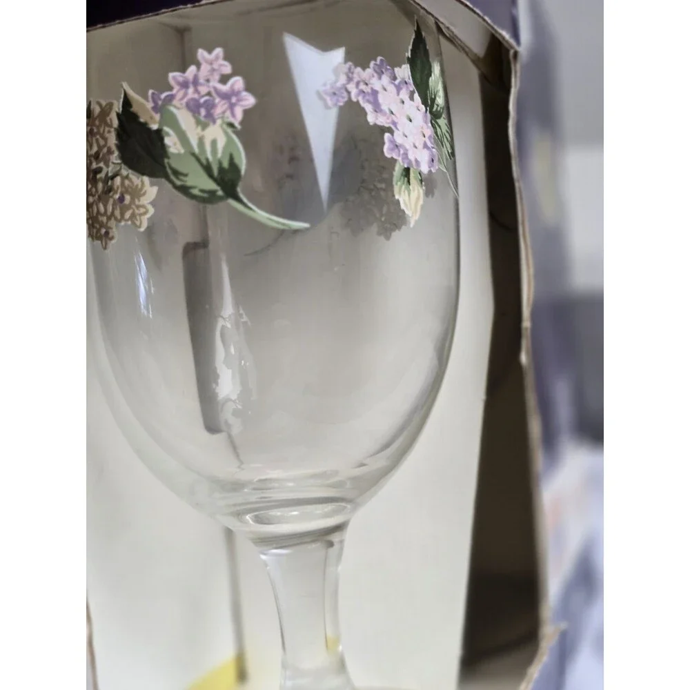 Martha Stewart Everyday Goblets Set New Box Vintage Cottagecore Flower Glasses